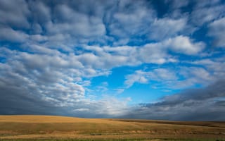 Картинка поле, облака, blue, Небо, sky, голубое, clouds, field