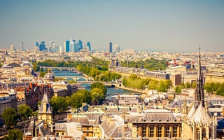 Картинка мост, река, Франция, дома, Париж, солнечно