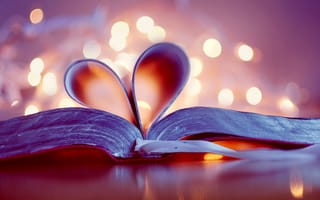 Обои книга, сердечко, закладка, страницы, сердце, боке