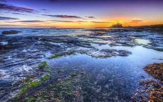 Картинка небо, облака, Bamburgh Beach, побережье, Англия