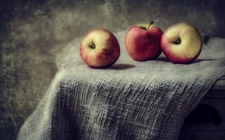 Картинка яблоки, еда, натюрморт, ретро-стиле, фрукты, ткань, от lolita777, обработка
