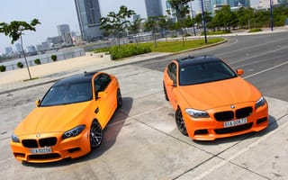 Картинка BMW, M5, Matte, City, F10, Tuning, Orange