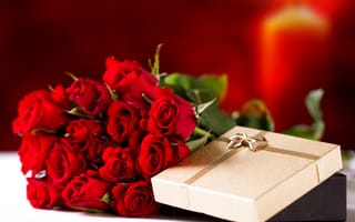 Картинка цветы, букет, подарок, розы, праздник, красные розы
