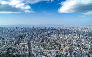 Картинка Панорама, Осака, в Японии, Город, Osaka