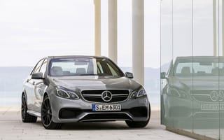 Картинка Mercedes-Benz, AMG, Передок, Стекло, Машина, Отражение, Серый, E 63