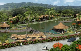 Обои пальмы, аквапарк, Los Lagos Lakes of Hacienda Matapalo, бассейн, relax, отдых