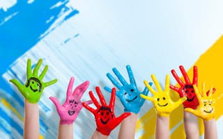 Картинка kids, рисование, colour wall, счастье, hands, руки, Дети, smiles, цвет стен, happiness, mode, режим, улыбок, дети, drawing, children