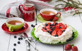 Картинка food, blueberries, drink, яблоки, десерт, напитки, еда, tea, чай, cream, черника, dessert, apples