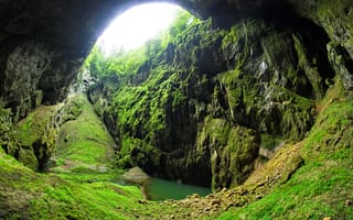 Картинка озеро, Чехия, Морава, Moravský kras, Western park, ущелье, Boskovice, propast Macocha