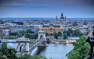 Картинка Budapest, Magyarország, Будапешт, Széchenyi lánchíd, Венгрия, архитектура, город, река, Цепной мост Сечени, природа, Дунай