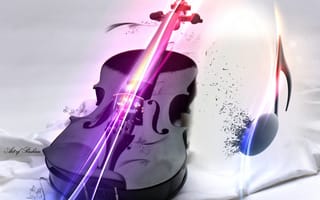 Картинка Скрипка, Violin, черное, вдохновение, на белом, нота