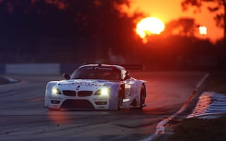 Картинка BMW, Headlight, Sunset, Z4, Performance, Spoiler, Competition, Le Mans, 24 Hours Race, Track, Widebody Kit, GTE, Race, Sponsors, Team, Glow, White