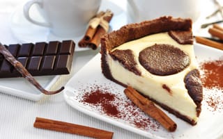 Картинка пирожное, сладости, торт, десерт, корица, шоколад, ваниль, кусочек