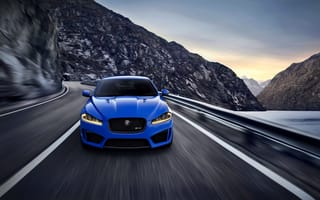 Картинка Jaguar, Капот, Авто, Фары, Синий, Седан, XFR-S