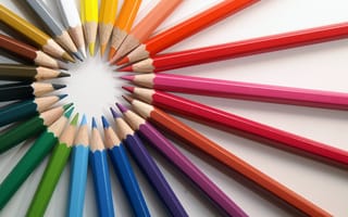 Картинка карандаши, белый фон, цвета, радуга, краски