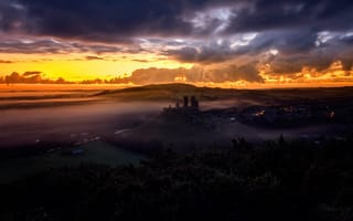Картинка Dorset, The Narratographer, осень, Corfe Castle, закат
