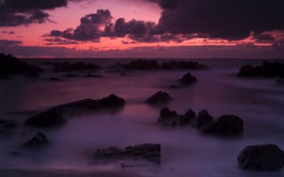 Картинка закат, море, камни, природа