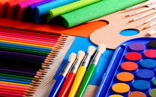 Картинка цвета, карандаши, разноцветные, краски, яркие, кисточки