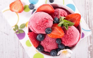 Обои ягоды, мороженое, sweet, berries, fresh, ice cream, dessert, десерт, сладкое