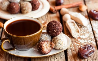 Картинка кофе, еда, чашка, конфеты, сладкое