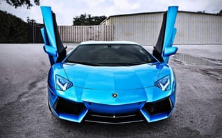 Картинка Lamborghini, car, двери, blue, Aventador, LP700-4, door, вверх