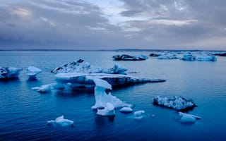 Картинка Исландия, Iceland, Jökulsárlón, ледниковая лагуна, Йёкюльсаурлоун