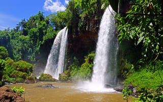 Картинка Argentina, Игуасу, водопад, деревья, камни, nature, Аргентина, вода, Iguazu