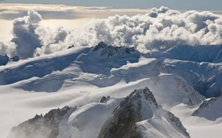 Картинка горы, снег, вершины, облака
