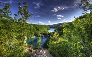 Картинка лес, деревья, Хорватия, Plitvice Lakes National Park, Плитвицкие озёра, Национальный парк Плитвицкие озёра, панорама, Croatia, озёра
