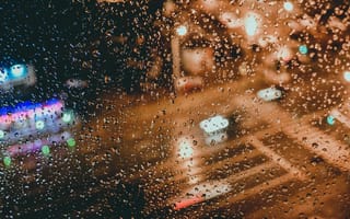 Картинка дождь, окно, боке, стекло капли, капли дождя
