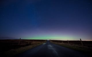 Картинка road, countryside, northern lights, Aurora Borealis