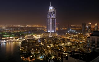 Картинка Cities, Arab, Dubai, дороги, пальмы, дома, Дубай, город, вода, naght, Emirates, United, Емираты, ночь, Арабске, отель