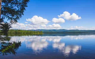 Картинка небо, вода, отражение, деревья, Озеро