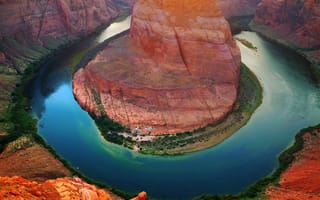 Картинка солнце, река, каньон, рассвет, Колорадо, камни, США, скалы