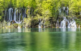 Картинка природа, хорватия, водопады, лес, озеро