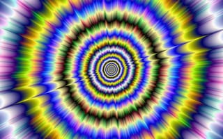 Картинка red, yellow, hypnotic, blue, Circular, visual effect, bright colors