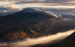 Картинка облака, горы, белая гора, холмы, Шотландия, Великобритания, Англия