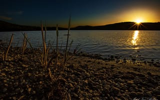 Картинка Mitch Van Beekum, закат, озеро, солнце