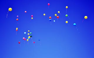 Картинка шары, воздушные шары, небо, синее, летят