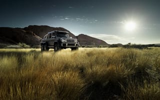 Картинка Mercedes-Benz, silvery, горы, W463, солнце, AMG, 6x6, мерседес бенц, G63, поле