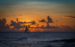 Картинка beach, twilight, seaside, sunset, dusk, horizon, sea, seascape
