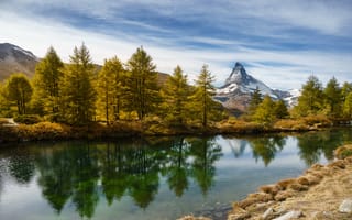 Картинка Switzerland, Canton of Valais, Findeln, Matterhorn im Herbst