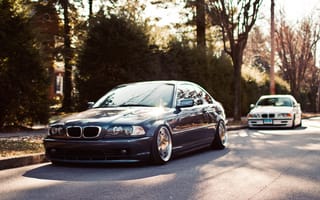Картинка BMW, купе, M3, две, stance works, м3, бмв, E46