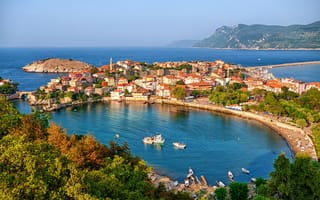Картинка бухта, Турция, гавань, море, дома, Amasra