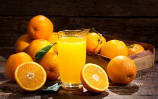 Обои апельсиновый сок, сок, стакан, апельсин