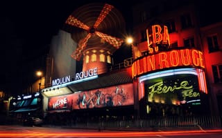 Картинка город, Moulin Rouge, одна, кабаре, классическое, знаменитое, Франция, красная мельница, буквально, из, французской, Париже, зажигательное, построенное, 1889г, фр, достопримечательностей, Мулен Руж, Париж, столицы