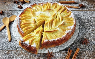 Картинка яблоки, пирог, мука, вкусно, корица, выпечка, сладкое, sweet