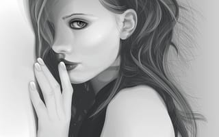 Картинка Kate Beckinsale, рисунок, взгляд, девушка