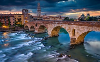 Картинка Италия, река, мост, Верона