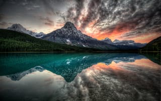Картинка горы, озеро, Канада, отражение, закат